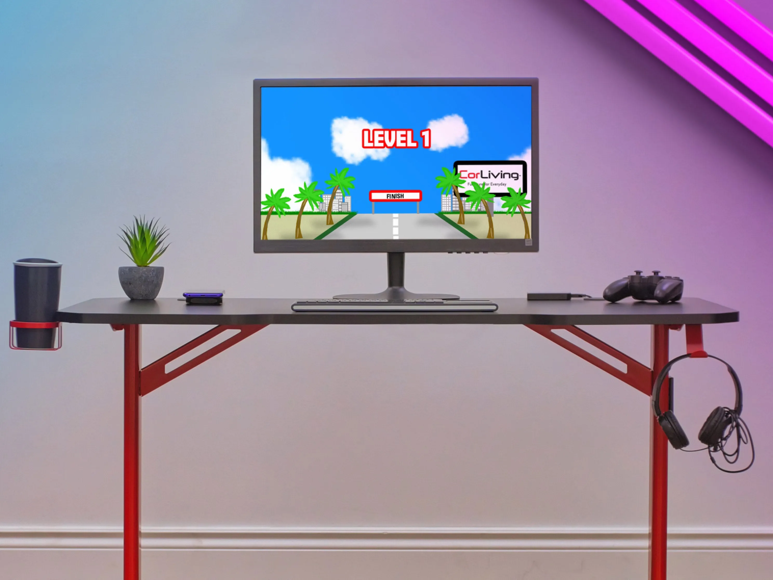 Red and Black Gaming Desk