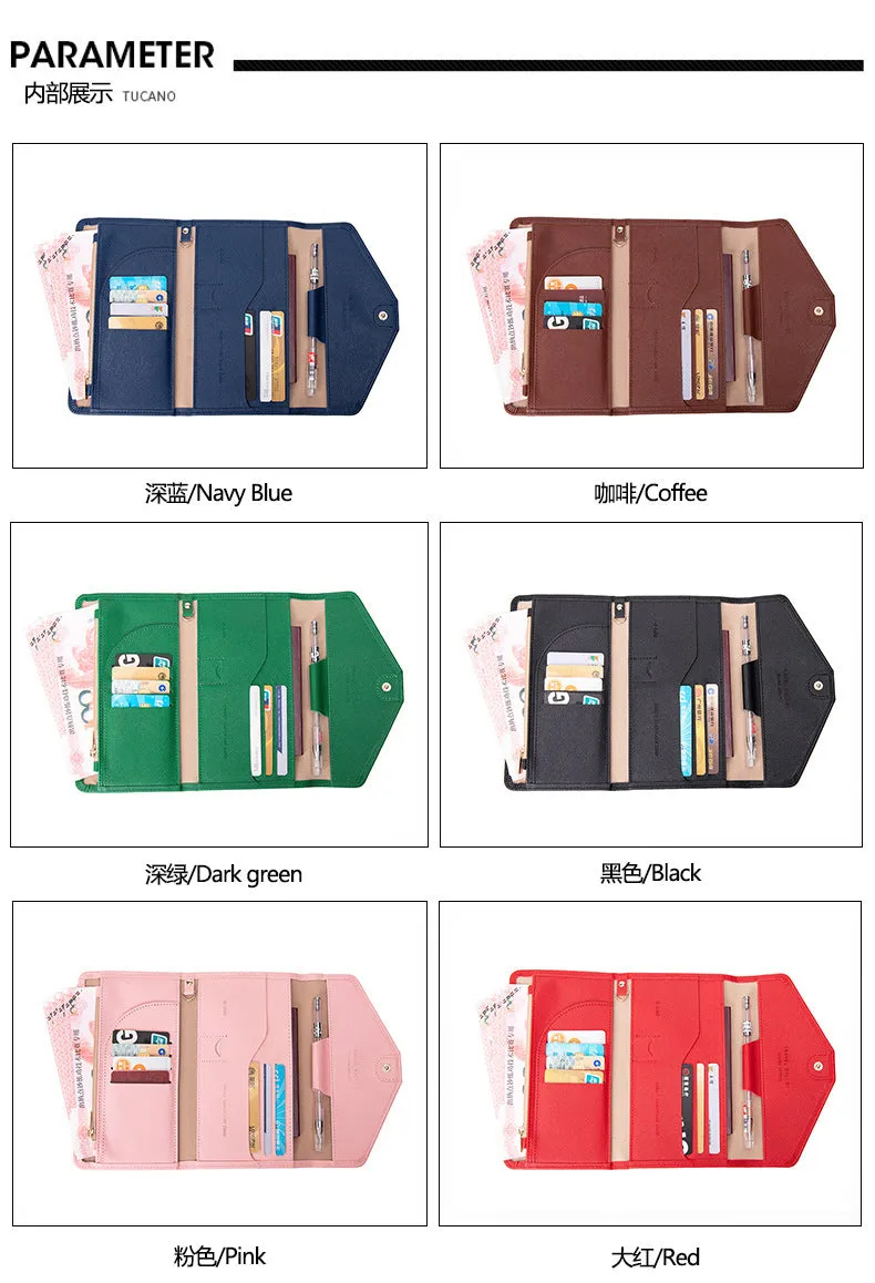 RFID Blocking Anti-Theft Travel PU Leather Wallet Passport Holder Cash Credit Card Organizer Protection Pouch Case Cover