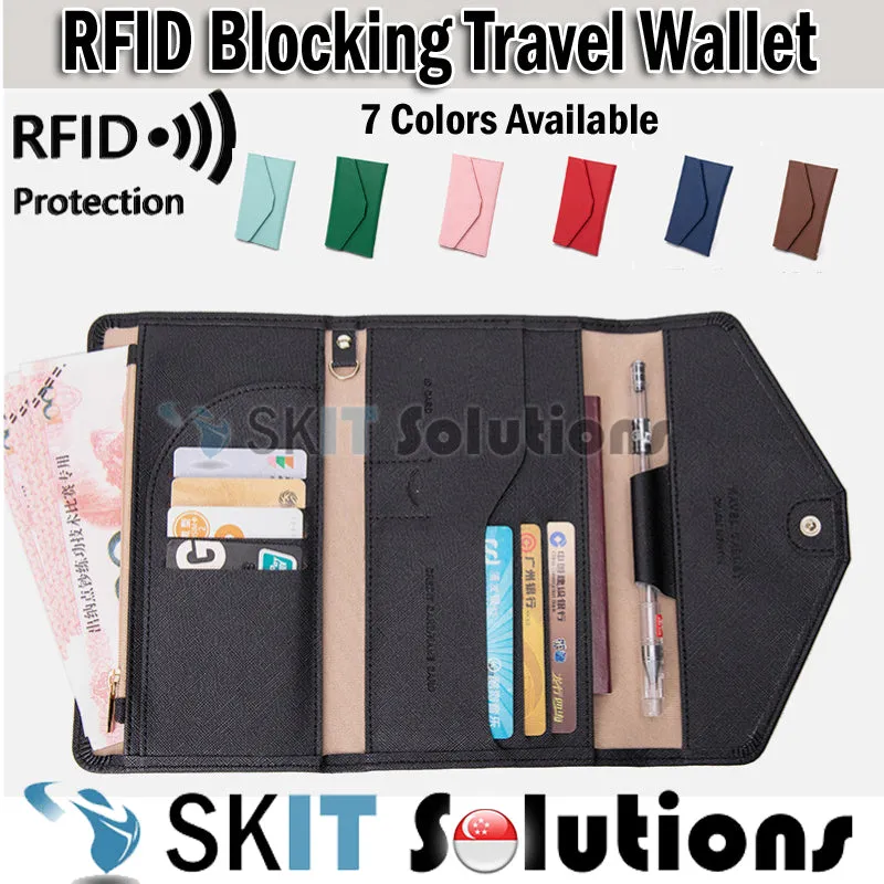 RFID Blocking Anti-Theft Travel PU Leather Wallet Passport Holder Cash Credit Card Organizer Protection Pouch Case Cover