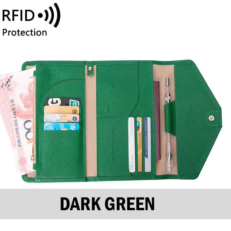 RFID Blocking Anti-Theft Travel PU Leather Wallet Passport Holder Cash Credit Card Organizer Protection Pouch Case Cover