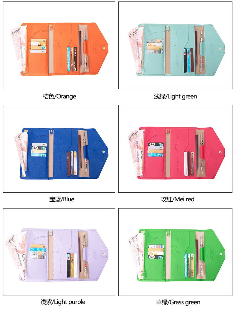 RFID Blocking Anti-Theft Travel PU Leather Wallet Passport Holder Cash Credit Card Organizer Protection Pouch Case Cover