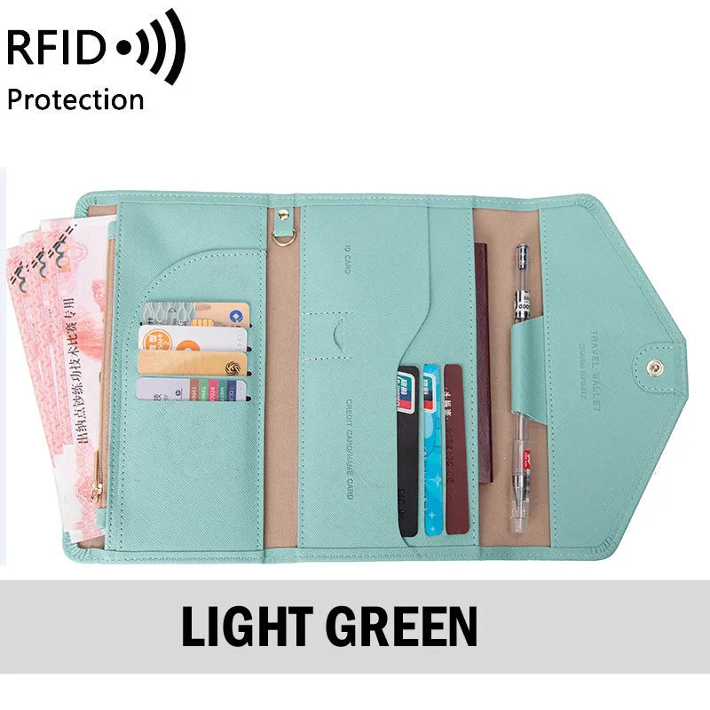 RFID Blocking Anti-Theft Travel PU Leather Wallet Passport Holder Cash Credit Card Organizer Protection Pouch Case Cover