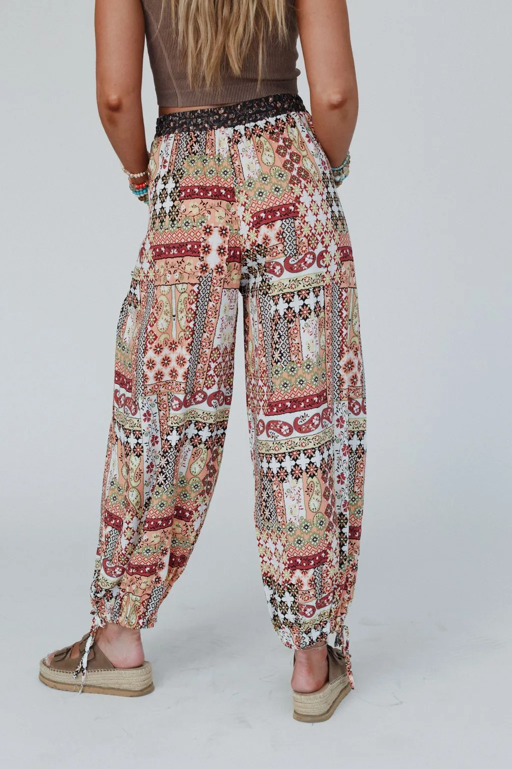 Romana Wide Leg Drawstring Pants - Multi