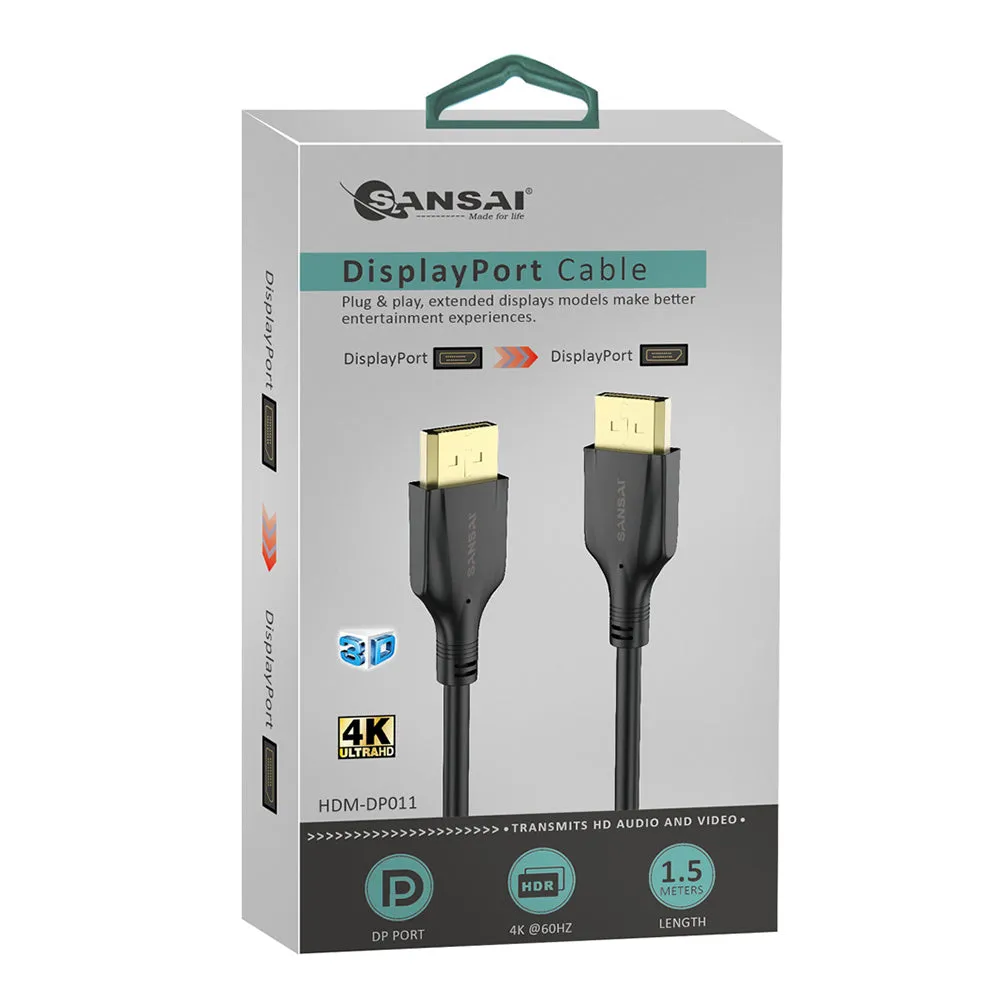 Sansai Displayport 1.5m 4k Male To Male Monitor Display Cable