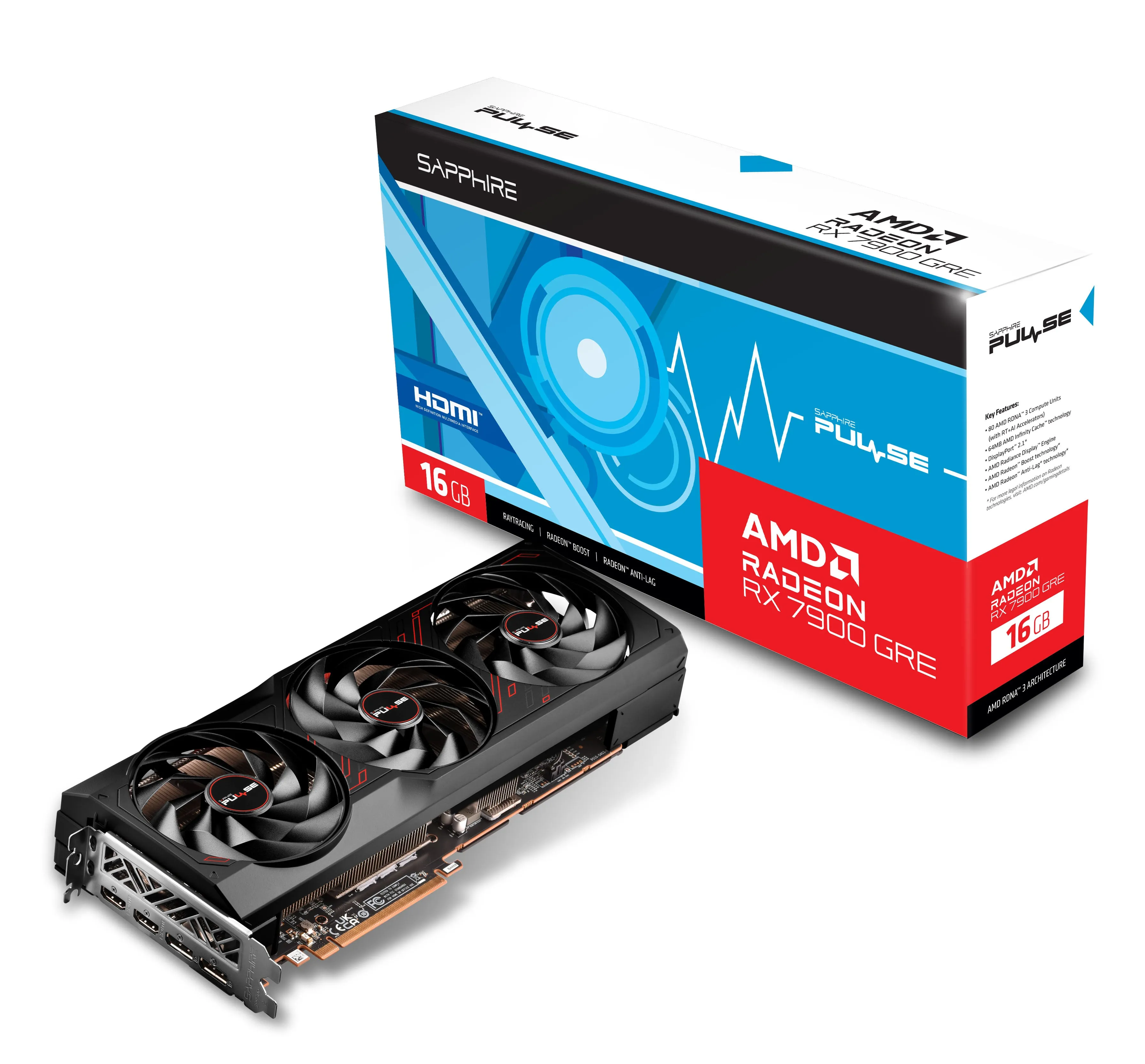 SAPPhIRE PULSE AMD Radeon™ RX 7900 GRE 16GB GDDR6 RX7900GRE-PULSE-16GD6OC