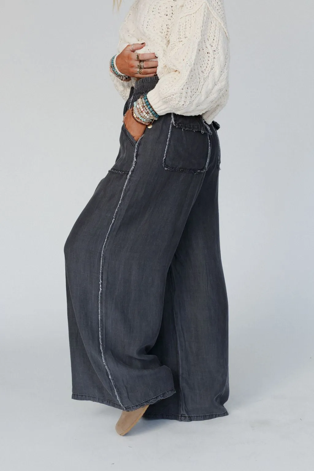 So Fine Wide Leg Pants - Black