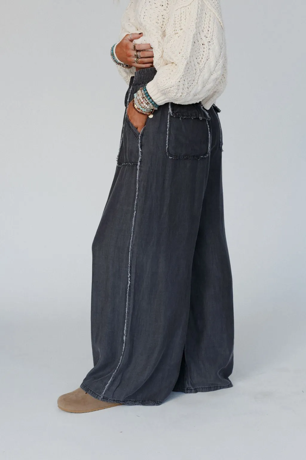 So Fine Wide Leg Pants - Black
