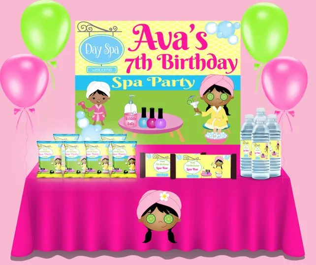 Spa Party Theme Backdrop - FREE SHIPPING