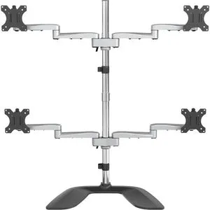 StarTech.com Quad Monitor Stand, Desktop VESA 4 Monitor Arm up to 32" (17.6lb/8kg) Screens, Ergonomic Articulating Pole Mount, Adjustable