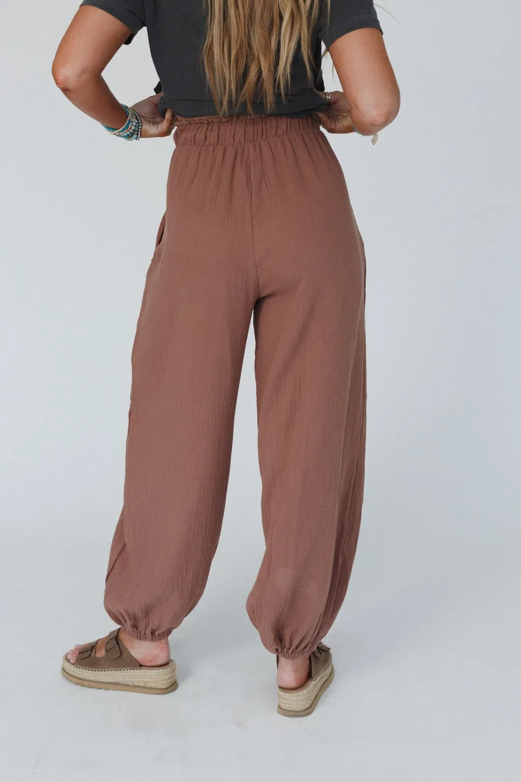 The Nest Celestia Wide Leg Cinched Pants - Copper