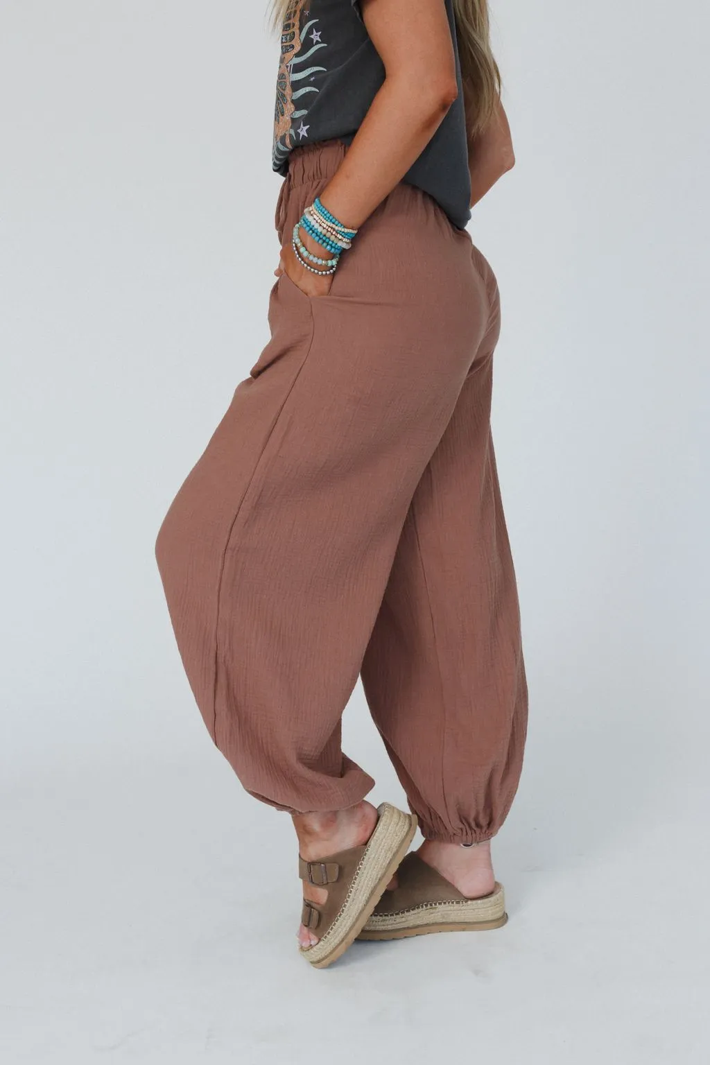 The Nest Celestia Wide Leg Cinched Pants - Copper