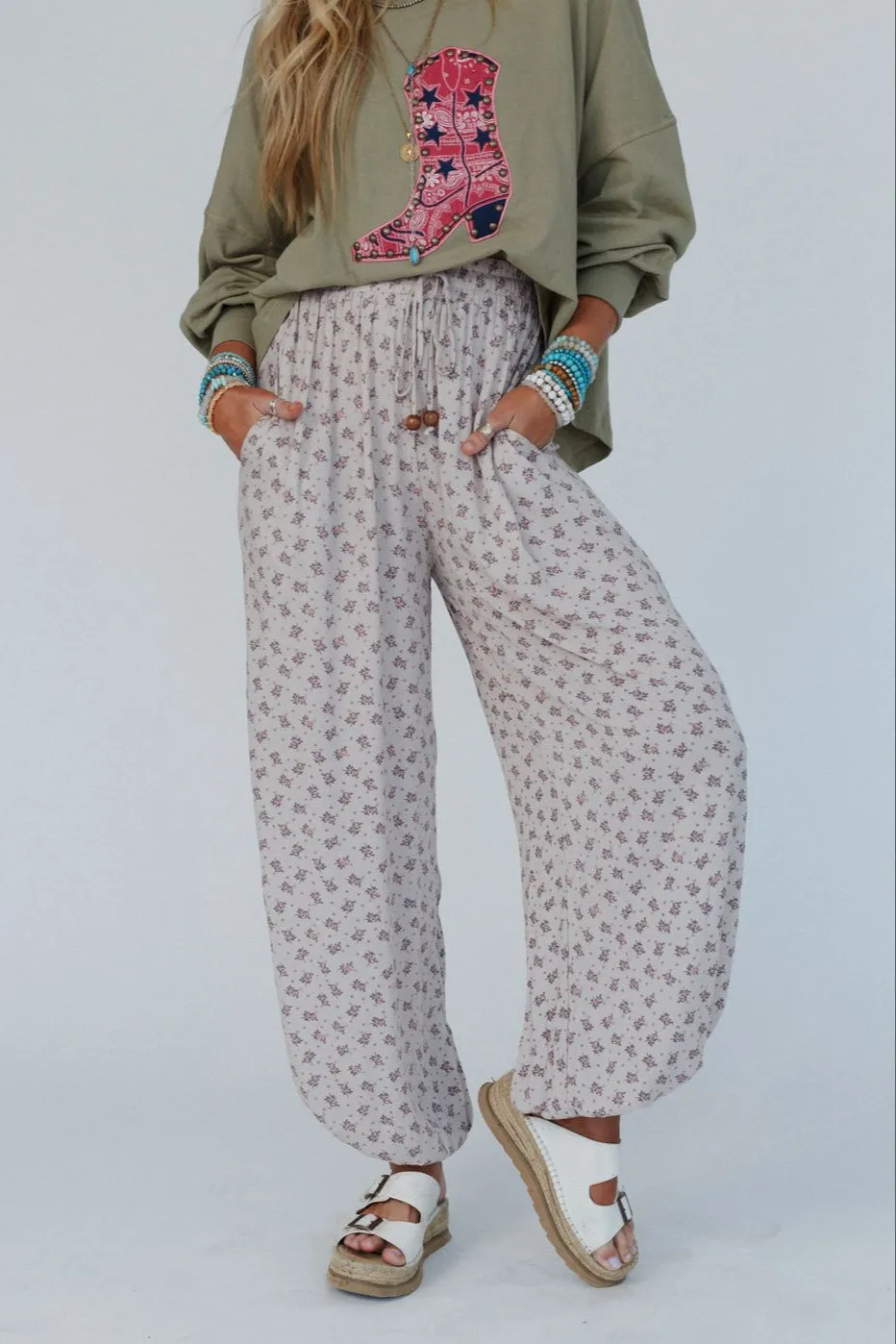 The Nest Emberlyn Wide Leg Cinched Pants - Taupe