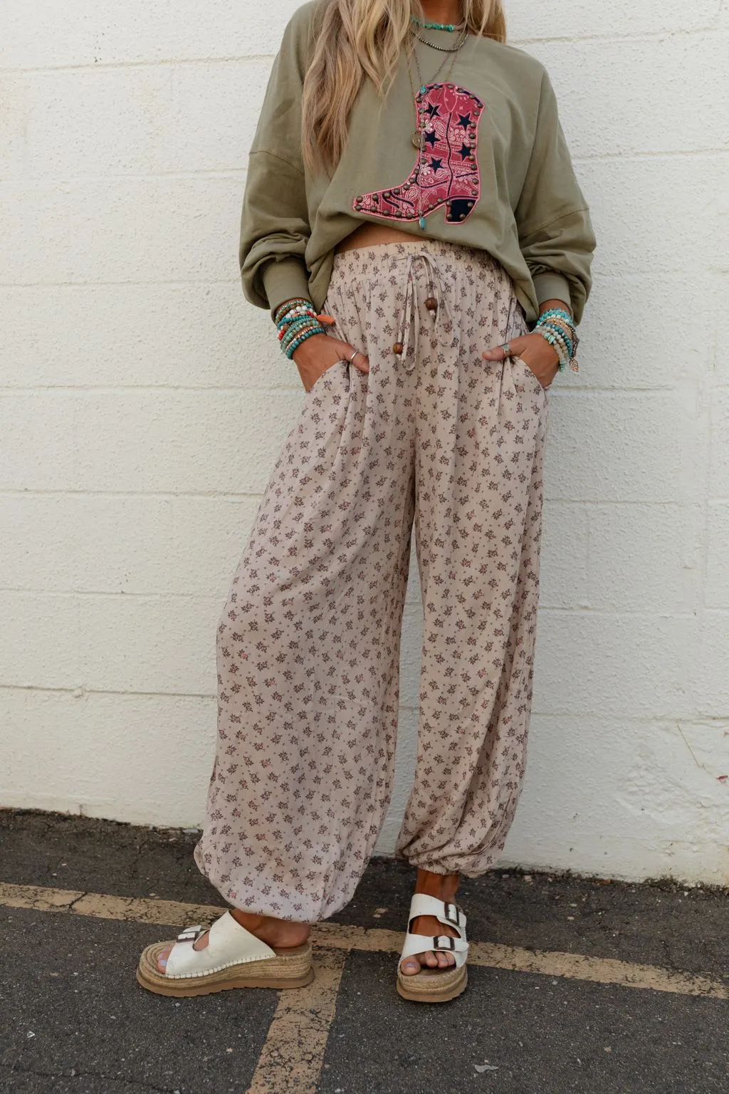 The Nest Emberlyn Wide Leg Cinched Pants - Taupe