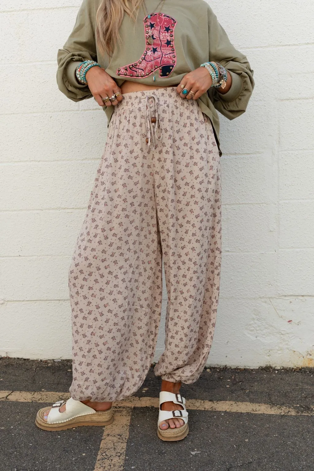 The Nest Emberlyn Wide Leg Cinched Pants - Taupe