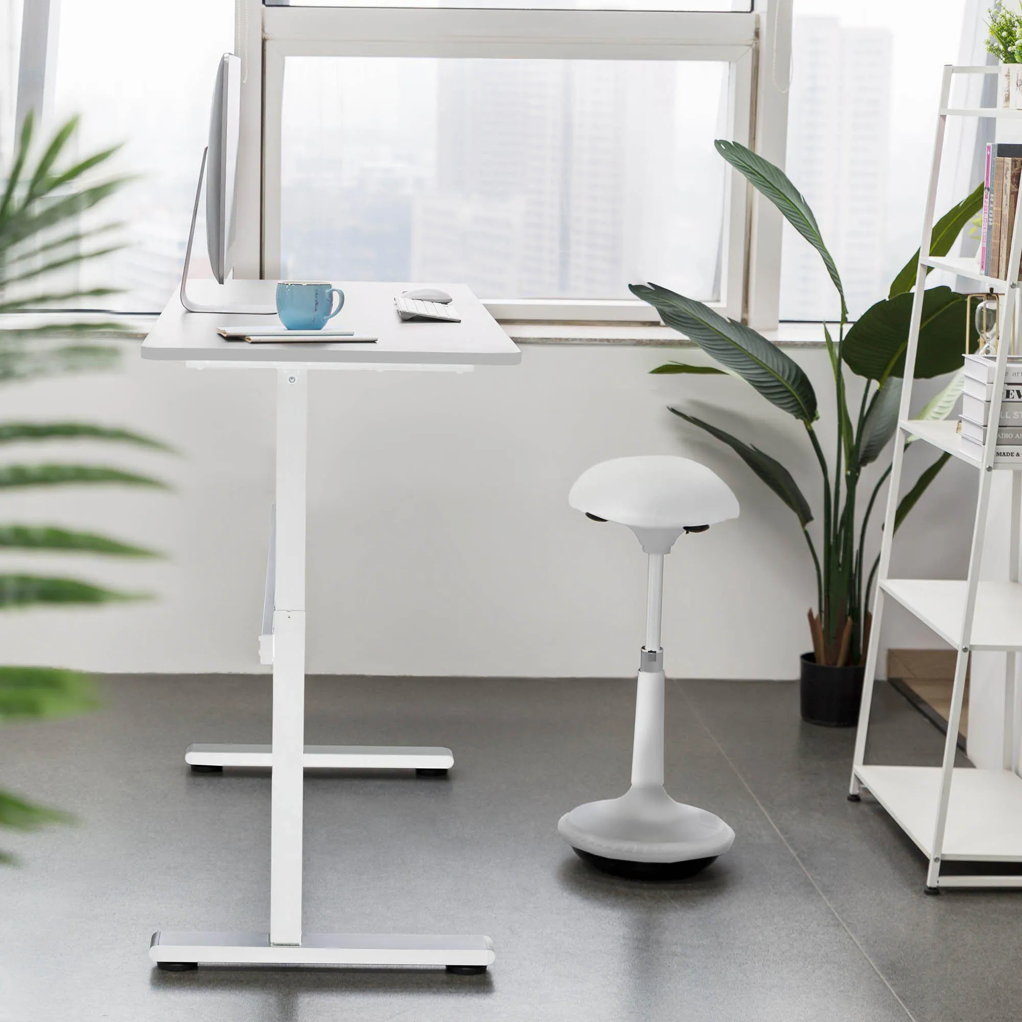 Tranzendesk 55" Side Crank Standing Desk - White