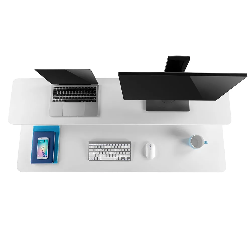 Tranzendesk 55" Side Crank Standing Desk - White