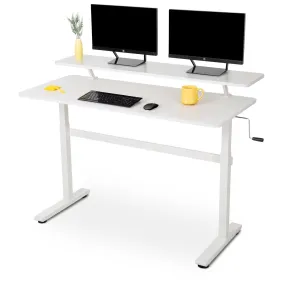 Tranzendesk 55" Side Crank Standing Desk - White