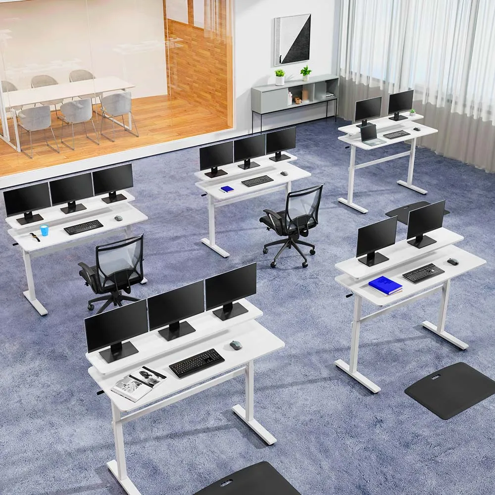 Tranzendesk 55" Side Crank Standing Desk - White