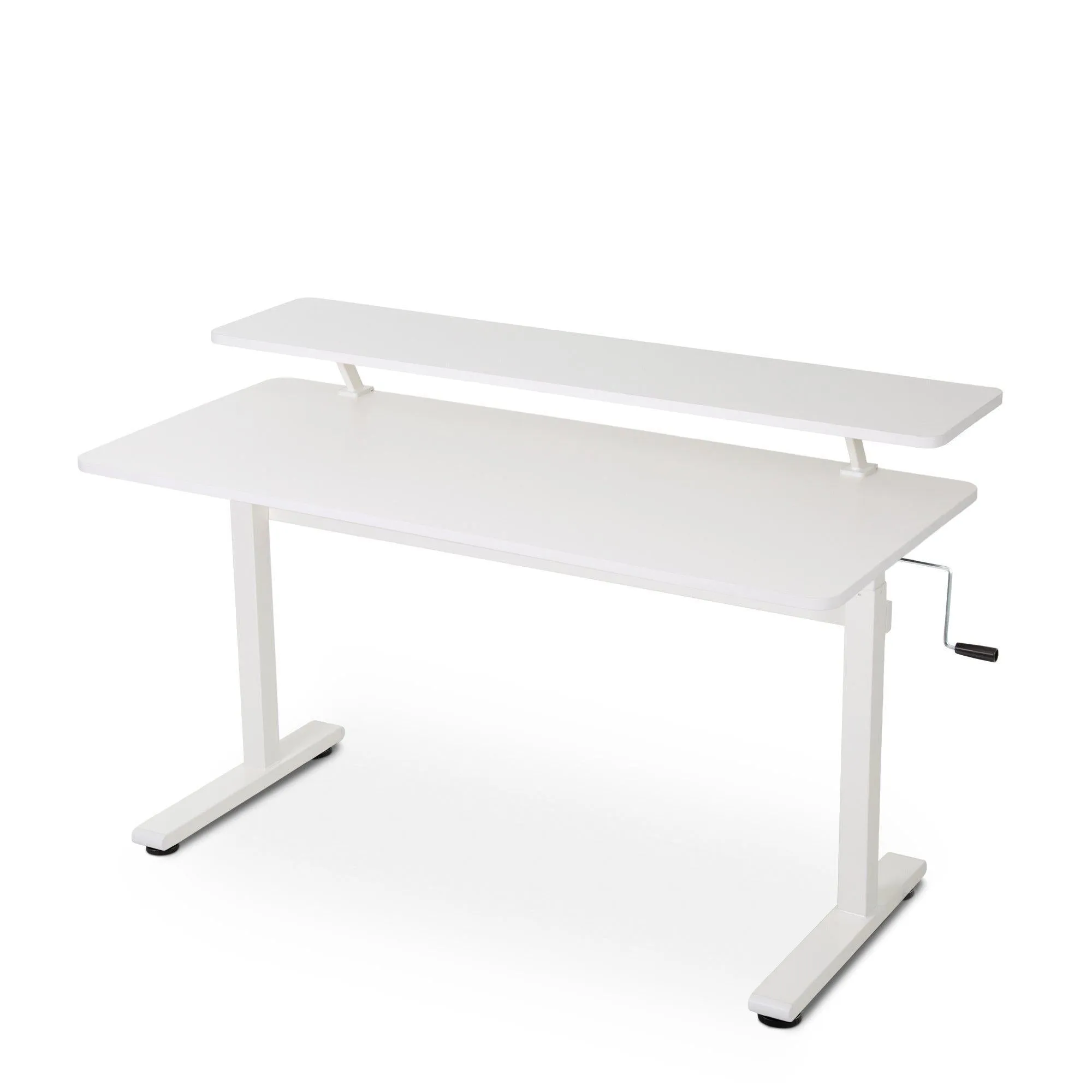 Tranzendesk 55" Side Crank Standing Desk - White