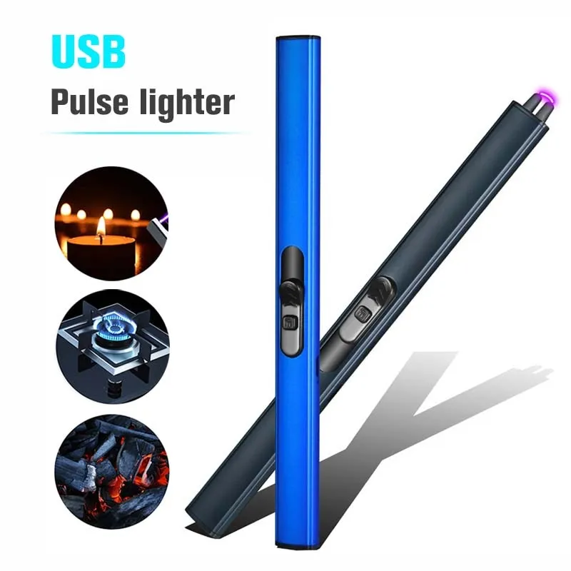 USB Rechargeable Electronic Rod Single Arc Lighter Windproof Flameless Ignitor for Candles Stove Gas Cooking Outdoor BBQ