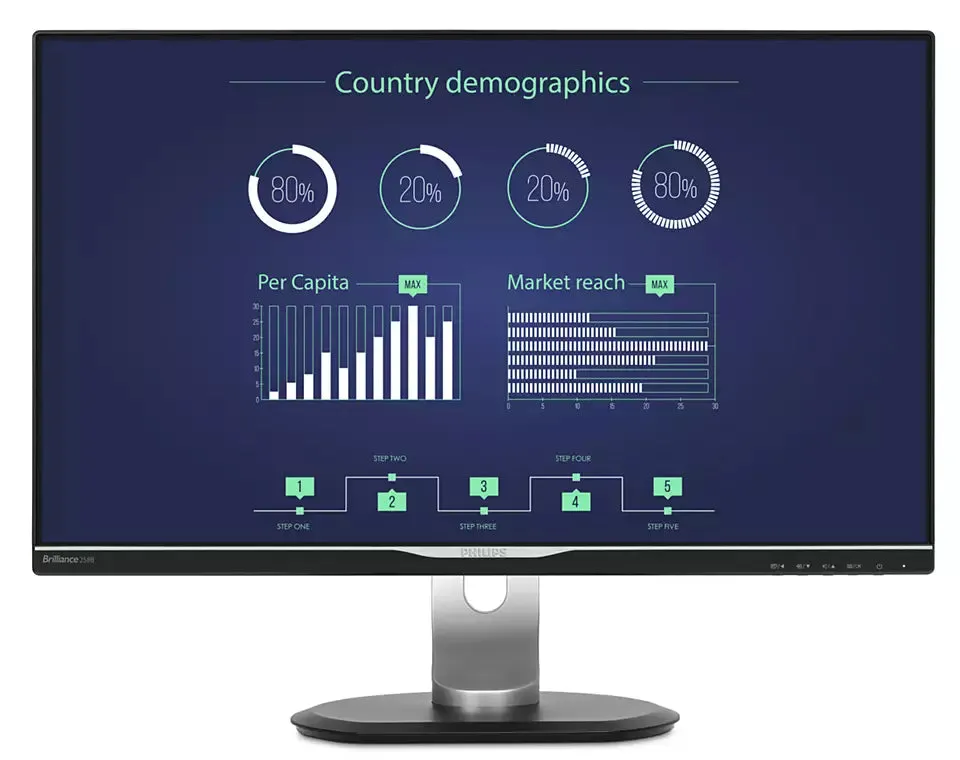 Used - Philips 25" LCD Monitor with USB-C Dock, 2K 2560x1440, 60Hz, 5ms, Adjustable, 258B6QUEB/00