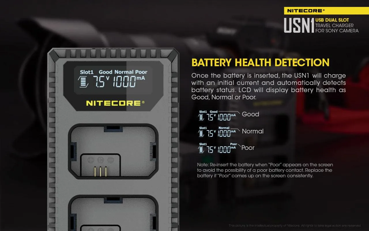 USN1 (Sony NP-FW50) Dual-Slot Battery Charger