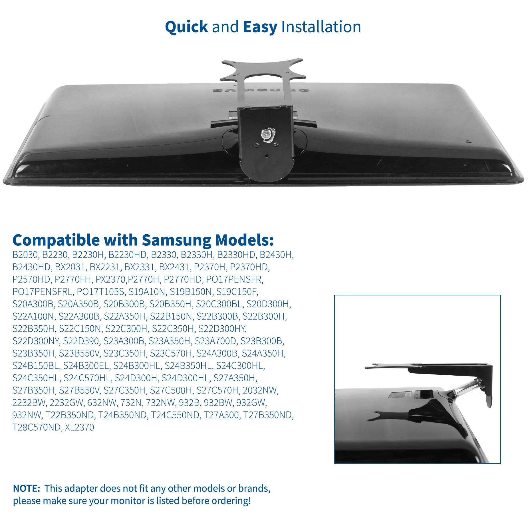 VESA Adapter for Compatible Samsung Monitors