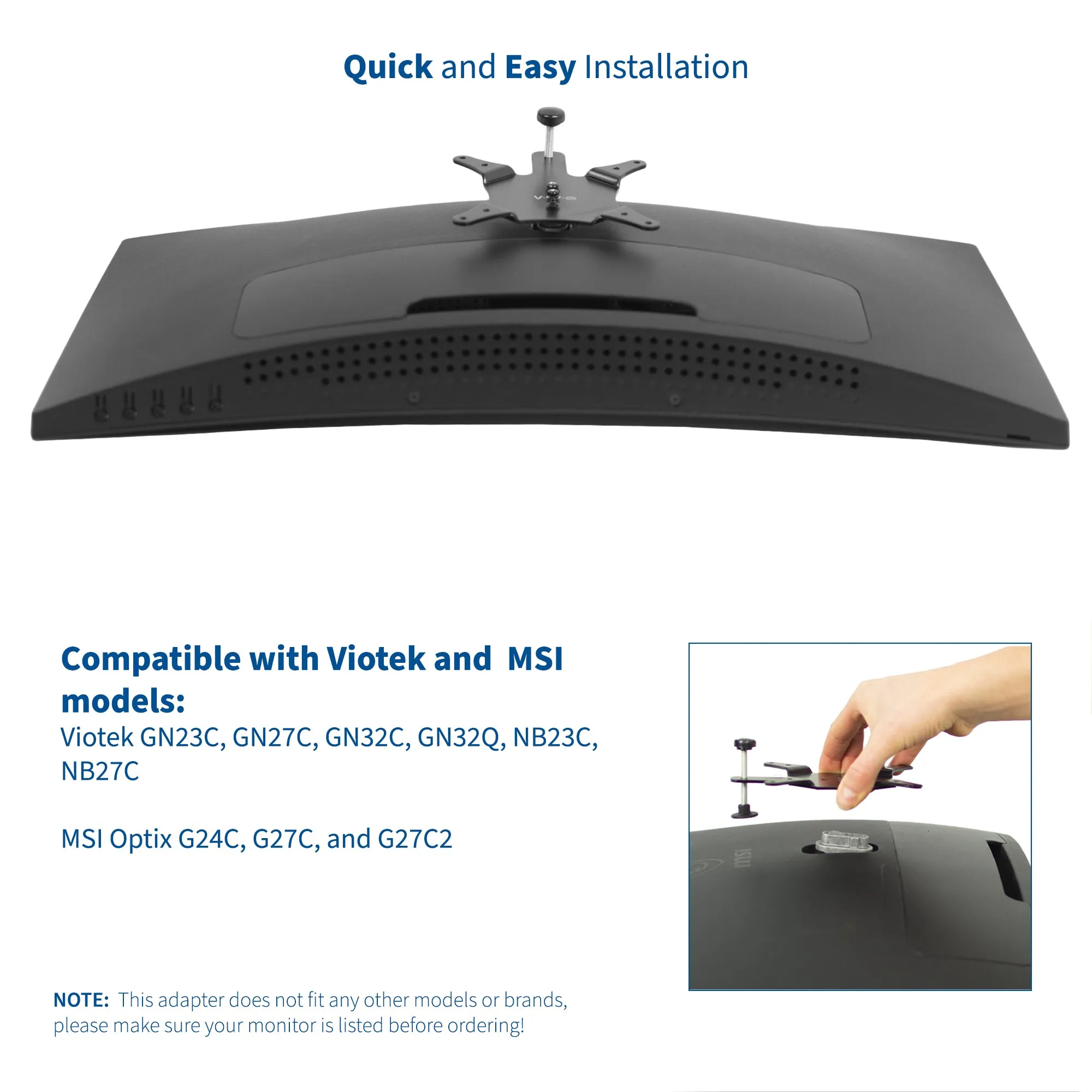 VESA Adapter for Compatible Viotek and MSI Monitors
