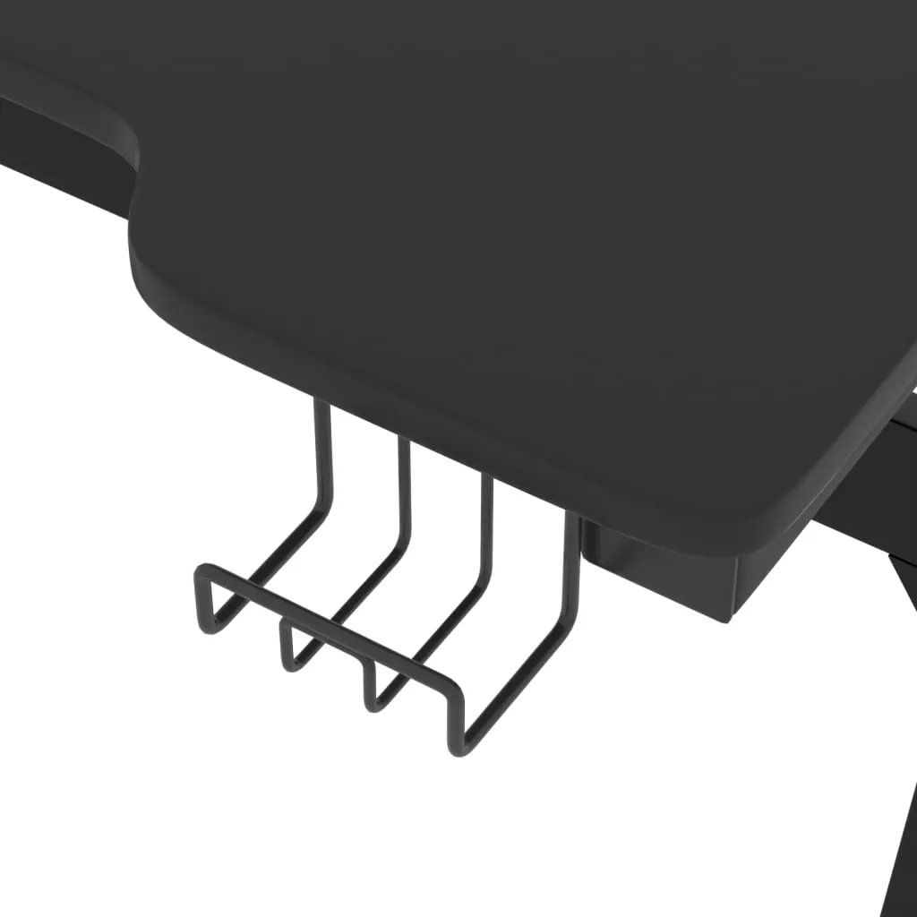 vidaXL Gaming Desk LED with Z Shape Legs Black 90x60x75 cm