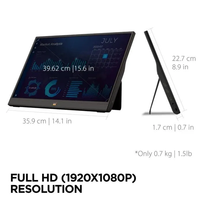 ViewSonic VA1655-3 16" FHD Lightweight Portable Monitor | IPS | 60W USB-C