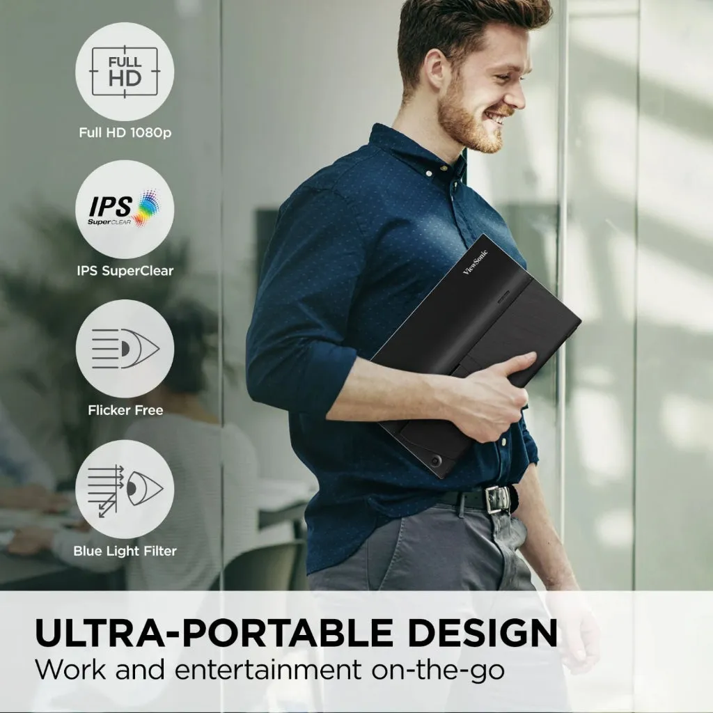 ViewSonic VA1655-3 16" FHD Lightweight Portable Monitor | IPS | 60W USB-C