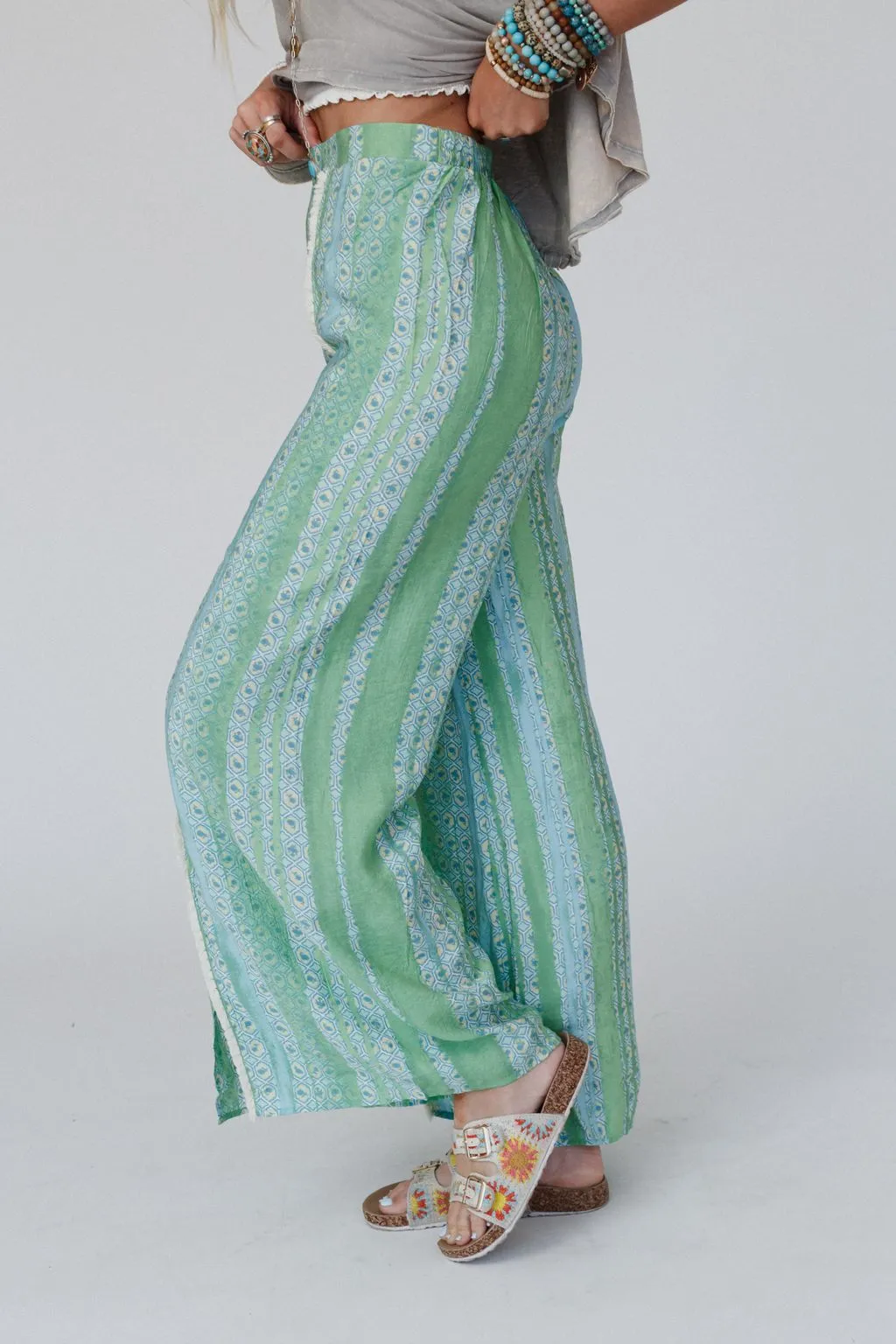 Walk The Line Wide Leg Pants - Green