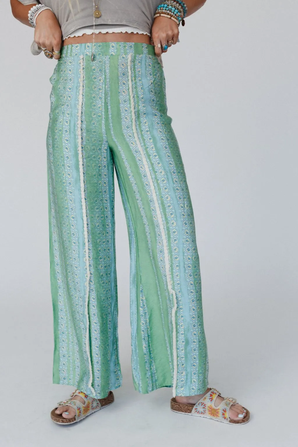 Walk The Line Wide Leg Pants - Green