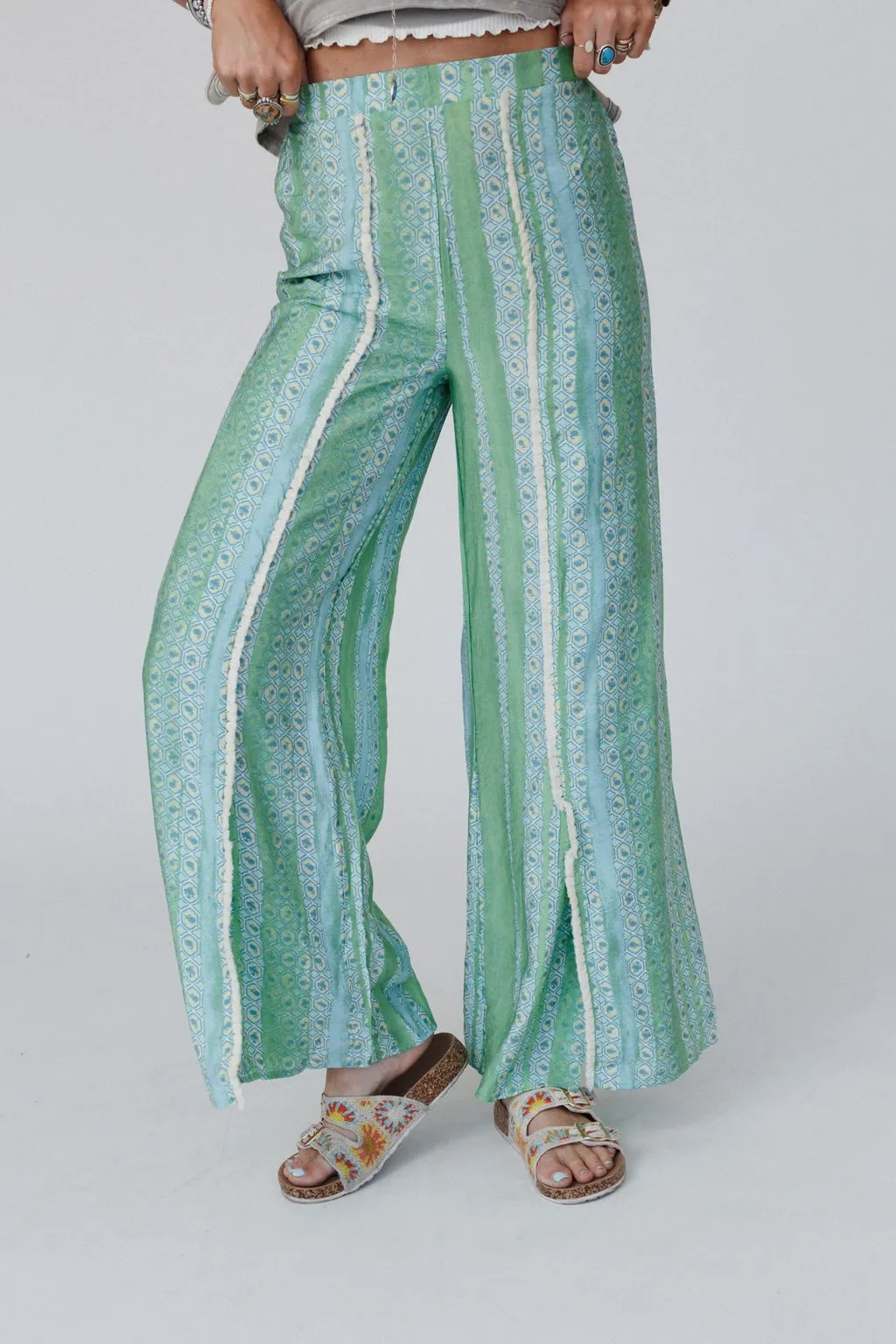 Walk The Line Wide Leg Pants - Green