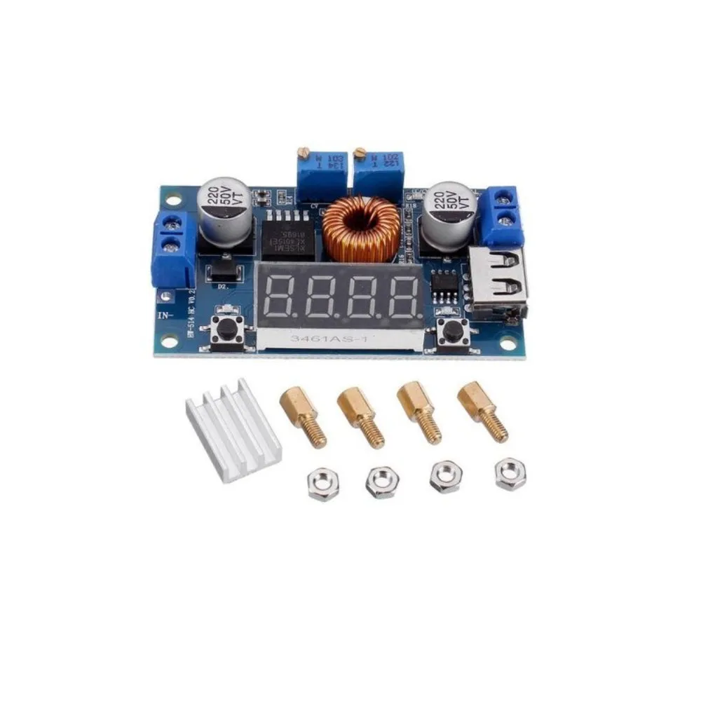 XL4015 5A DC-DC Step Down Adjustable Power Supply Buck Module LED w/ Voltmeter